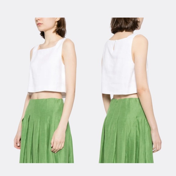 Reformation Saige Linen Crop Top – White – Women's Size M - Picture 1 of 6
